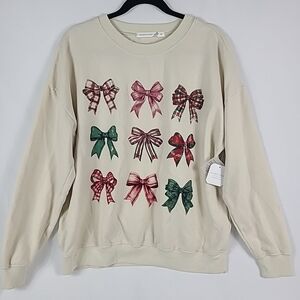 NEW Altar’d State Women's Christmas Bows Sweatshirt Size L NWT